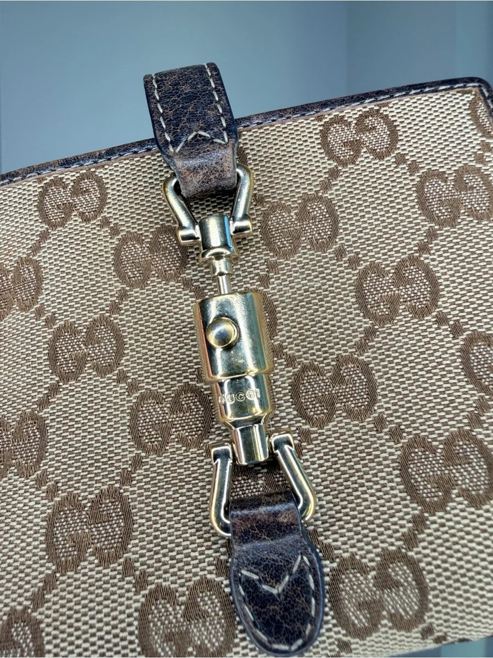 Vintage Gucci GG Monogram Horsebit Compact Bifold Wallet